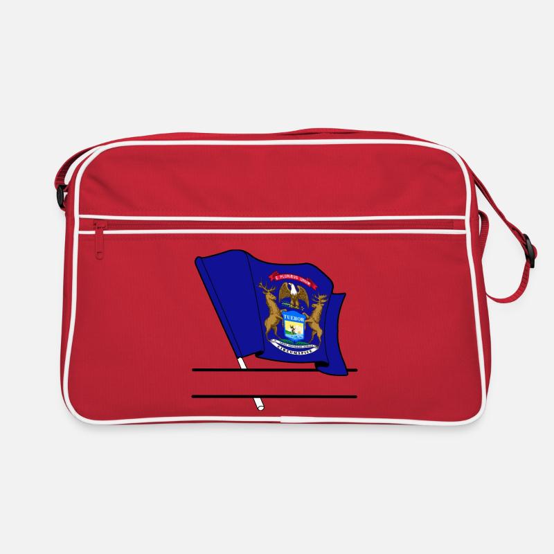 Flag Michigan text banner Retro Bag