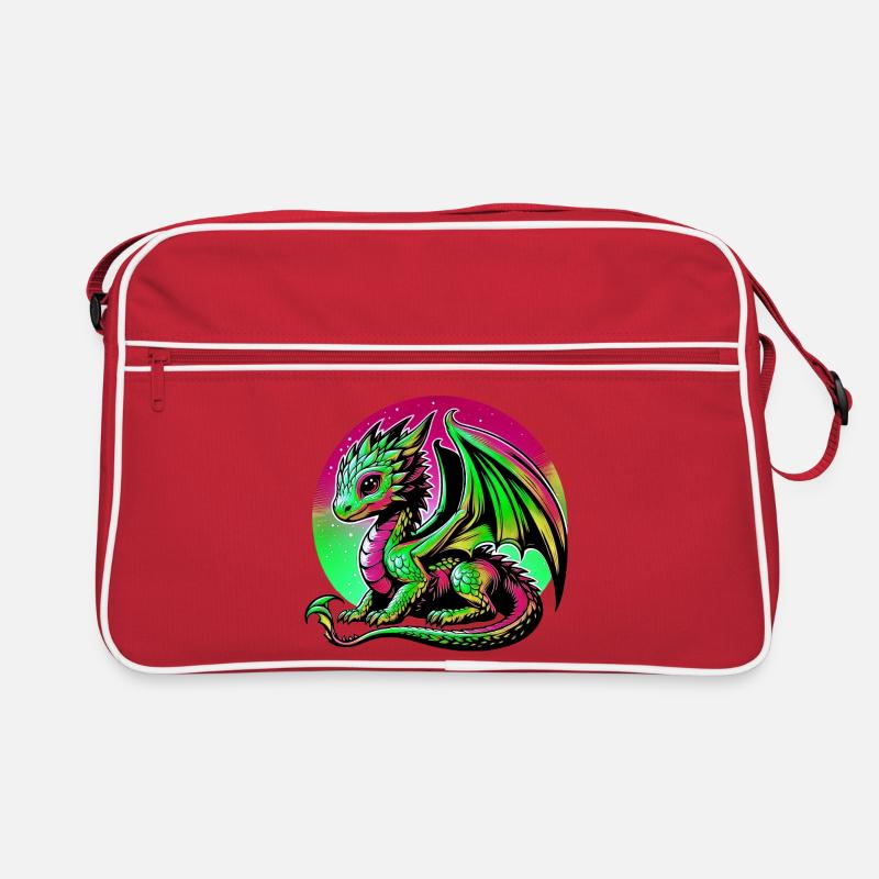 Drache - Retro Tasche - Rot/Weiß