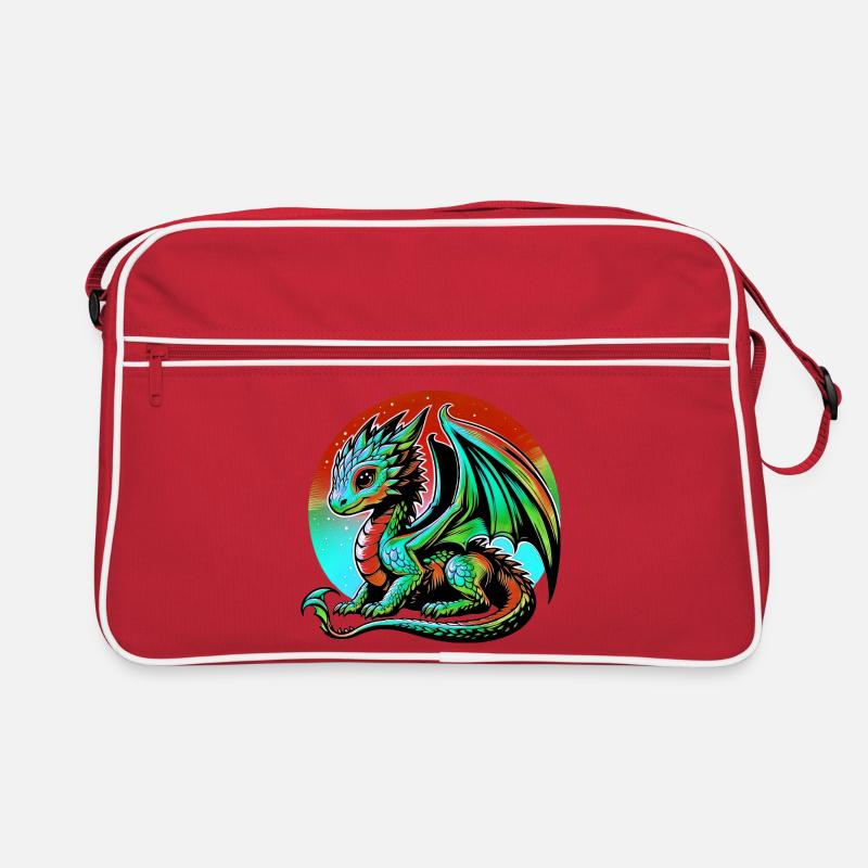 Drache - Retro Tasche - Rot/Weiß
