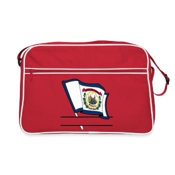 Flagge West Virginia Textbanner - Retro Tasche - Rot/Weiß - Vorne