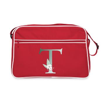 T Monogram, Floral, Personnalisable - Sac Retro - rouge/blanc - Devant