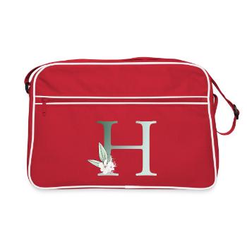 H Monogramm, Floral, personalisierbar - Retro Tasche - Rot/Weiß - Vorne