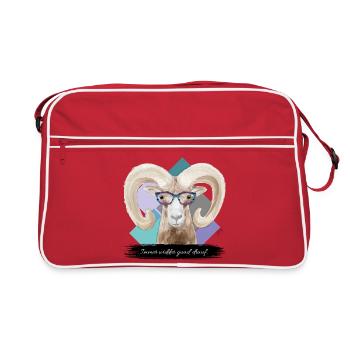 JvG Widder "Immer widder guad drauf." - Retro Tasche - Rot/Weiß - Vorne
