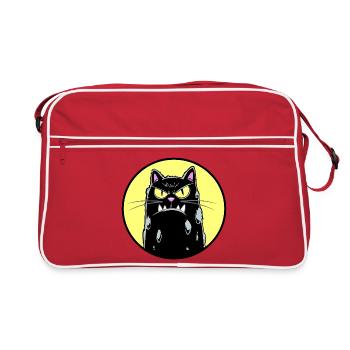 Black cat - Retro Bag - red/white - Front