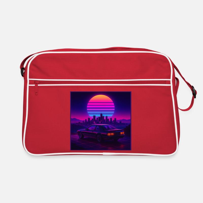 Neon Outrun Sunset Car – Synthwave rétro Sac Retro