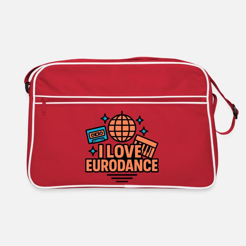 Eurodance Love Neon Design - Retro Tasche - Rot/Weiß