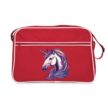 Licorne fantaisie avec crinière arc-en-ciel - Sac Retro - rouge/blanc - Devant