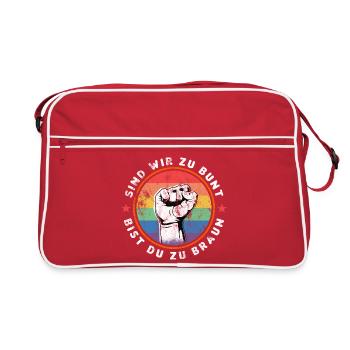SIND WIR ZU BUNT - BIST DU ZU BRAUN - GEGEN RECHTS - Retro Tasche - Rot/Weiß - Vorne