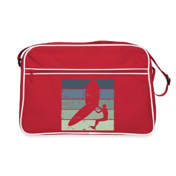 Silhouette Wingfoiler avec planche de surf - Sac Retro - rouge/blanc - Devant