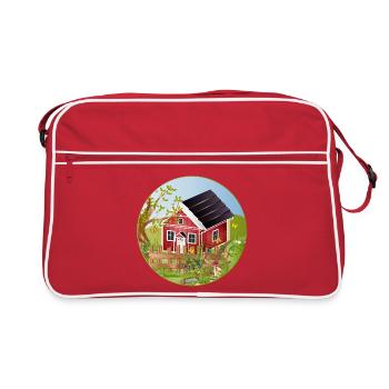 Small red house with idyllic garden - Retro Bag - red/white - Front