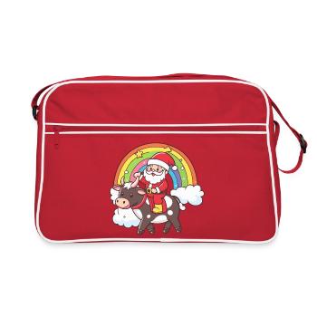 Kuh Weihnachtsmann Weihnachten - Retro Tasche - Rot/Weiß - Vorne