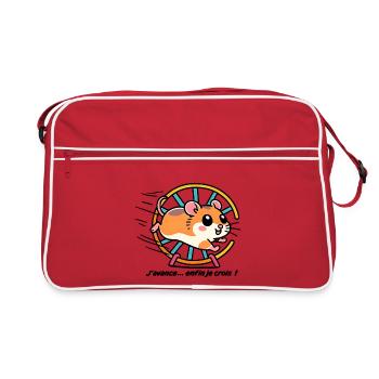 Hamster running in his wheel - Retro Bag - red/white - Front