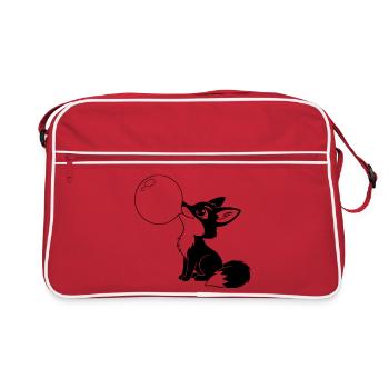 Renard avec une bulle de savon – Motif d’animal mignon - Sac Retro - rouge/blanc - Devant