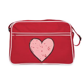 Delicate Pink Heart - Retro Bag - red/white - Front