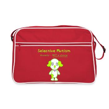 KawaiiDOGGOS – Clover "Selektiver Mutismus"-Druck - Retro Tasche - Rot/Weiß - Vorne