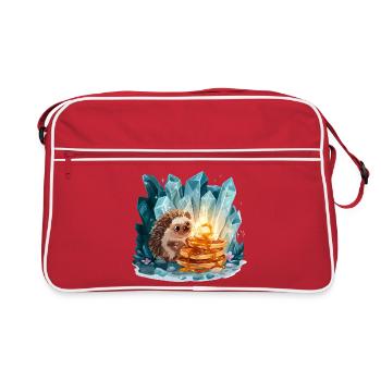 Hedgehog with golden pancakes - Retro Bag - red/white - Front