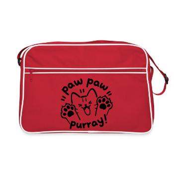 Paw Paw Purray Cat | Cute Paws Saying Motif - Retro Bag - red/white - Front