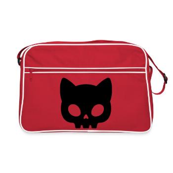 Silhouette de crâne de chat | Masque gothique mignon - Sac Retro - rouge/blanc - Devant