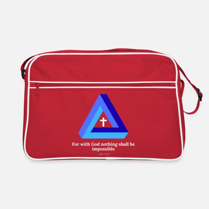 Car avec Dieu, rien ne sera impossible. Trappe - Sac Retro - rouge/blanc