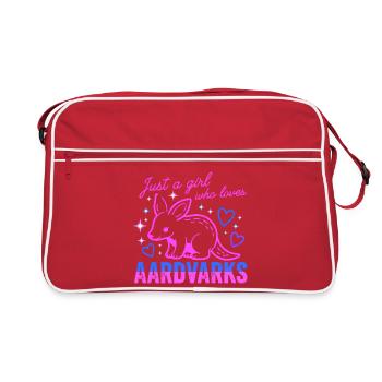 Just a Girl Loves Aardvarks Neon - Retro Tasche - Rot/Weiß - Vorne