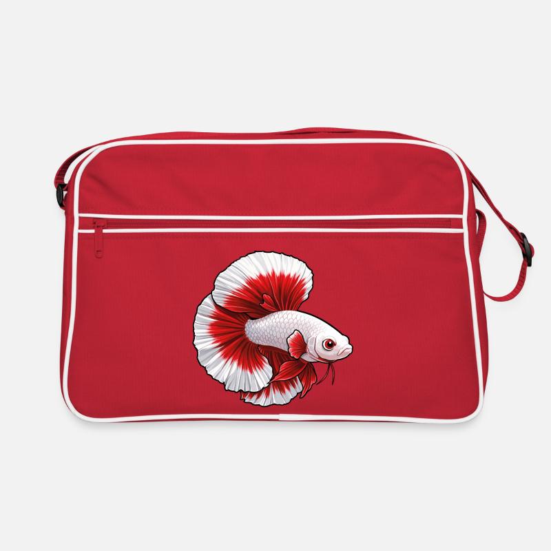 Red White Betta Fish Retro Bag