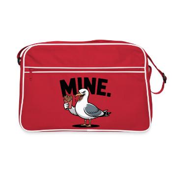 Grumpy Seagull mit Pommes - Retro Tasche - Rot/Weiß - Vorne