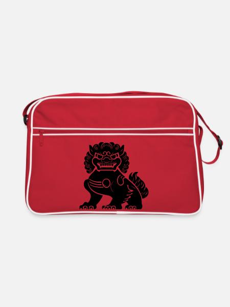Chinese Lion - Retro Bag - red/white - Front