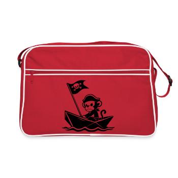 Singe pirate en colère dans le bateau - Sac Retro - rouge/blanc - Devant