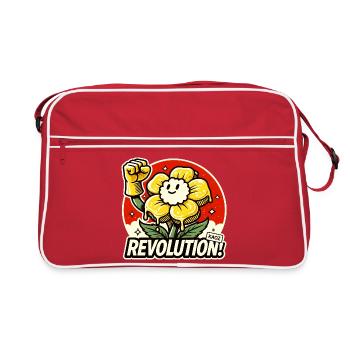 Lettres fleur avec poing et révolution - Sac Retro - rouge/blanc - Devant