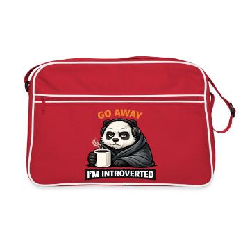 Introvertierter Panda Kaffee-Tee - Retro Tasche - Rot/Weiß - Vorne