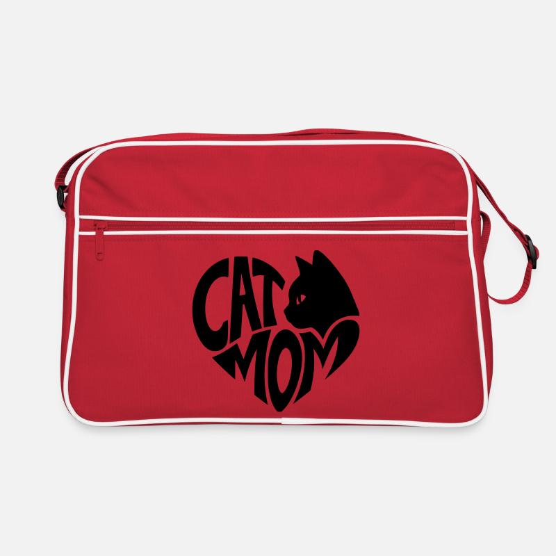 Maman chat, cœur de maman chat avec chat noir Sac Retro