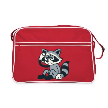 Tired raccoon with headache - Retro Bag - red/white - Front