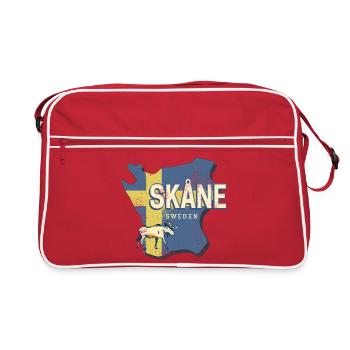 Skane Sweden Province Map Vintage Souvenir - Retro Bag - red/white - Front