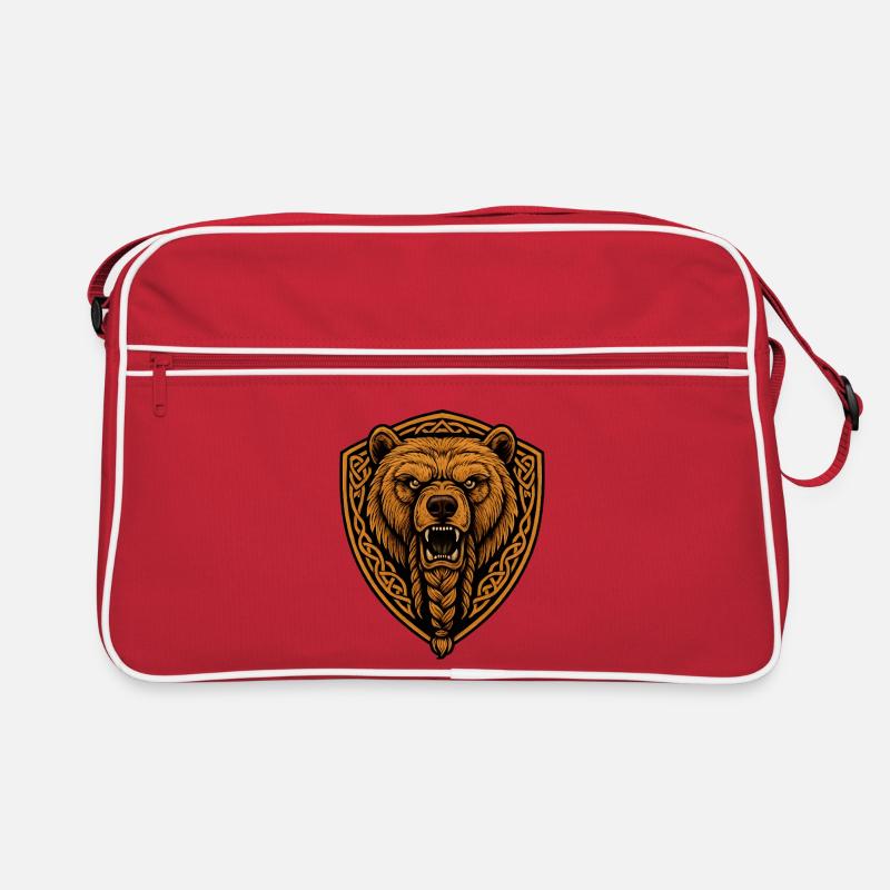 Brown bear in shield with braid Retro Bag