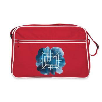 Architekturplan-Bauplan Druck - Retro Tasche - Rot/Weiß - Vorne