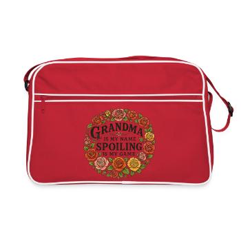 Oma verwüstet den Blumenkreis - Retro Tasche - Rot/Weiß - Vorne
