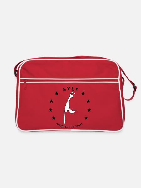 Sylt - Insel Nordsee Maritim Watt Meer - Retro Tasche - Rot/Weiß - Vorne