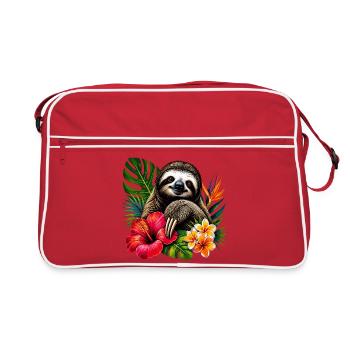 Paresseux tropical en pleine frénésie florale - Sac Retro - rouge/blanc - Devant