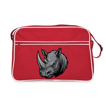 Gray Rhino Head Mascot - Retro Bag - red/white - Front