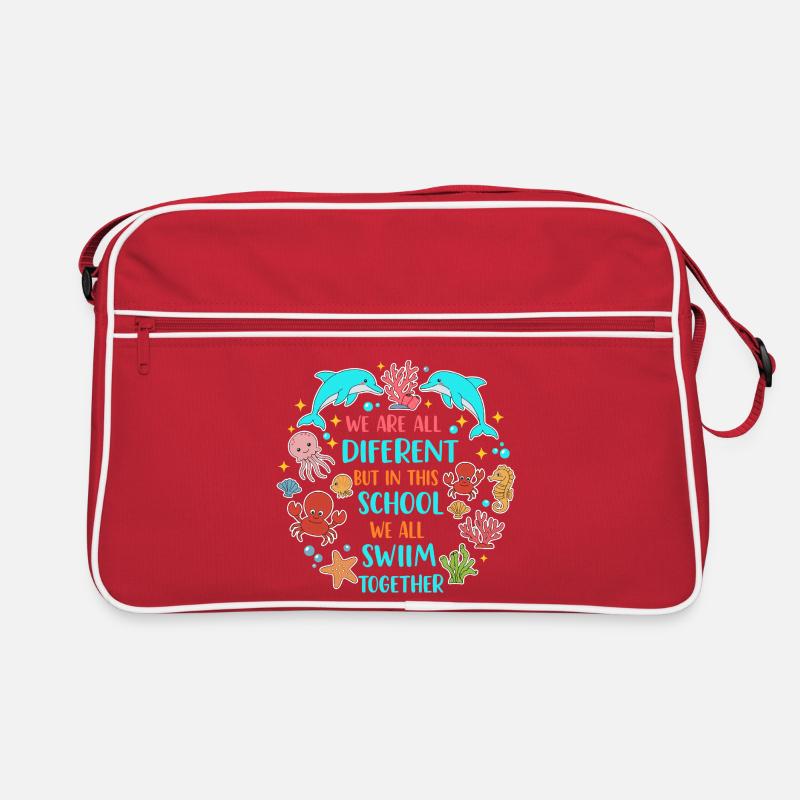 Dans cette école, nous nageons ensemble Schule Spruch Sac Retro