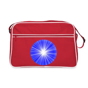Blauer Sonnenkreis - Retro Tasche - Rot/Weiß - Vorne