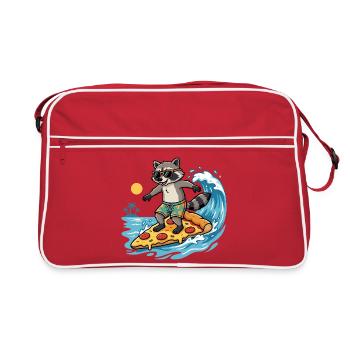 Surf Raton Laveur Aventure Pizza Salami Pizza Surfeur - Sac Retro - rouge/blanc - Devant