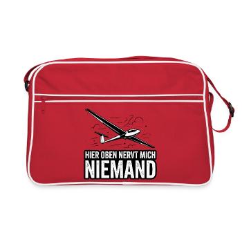  Hier Oben Nervt Mich Niemand Segelflugzeug - Retro Tasche - Rot/Weiß - Vorne