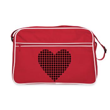 Heart in a dot grid – Modern heart design - Retro Bag - red/white - Front