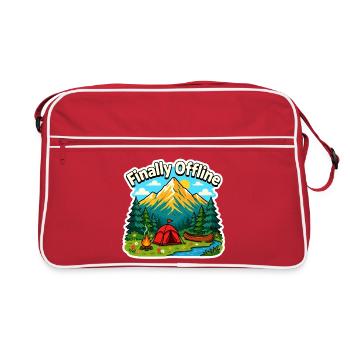 Offline glücklich - Retro Tasche - Rot/Weiß - Vorne