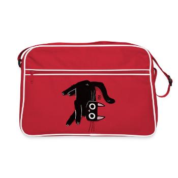 Gribouillis en forme de chat inversé - Sac Retro - rouge/blanc - Devant