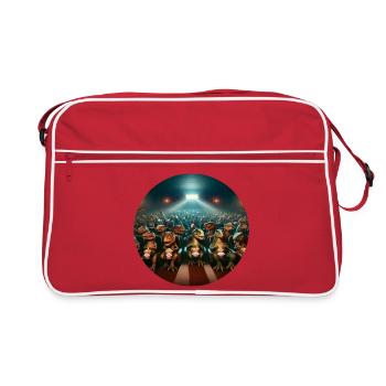 Dino im Kino - Retro Tasche - Rot/Weiß - Vorne