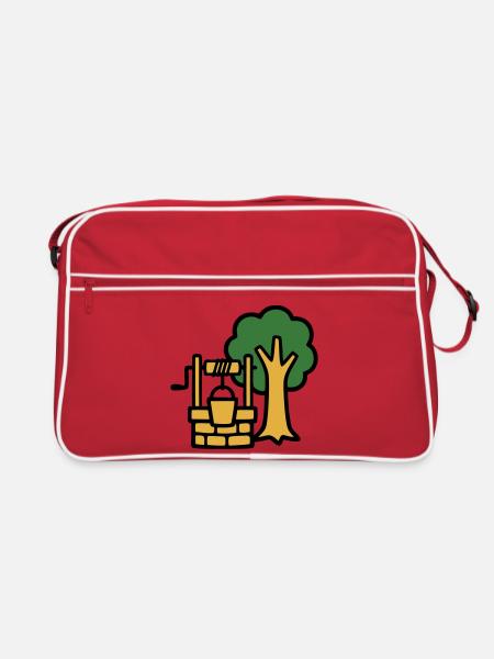 Draw Fountain Village Logo - Retro Bag - red/white - Front