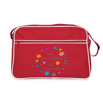 Einschulung 2026  - Retro Tasche - Rot/Weiß - Vorne