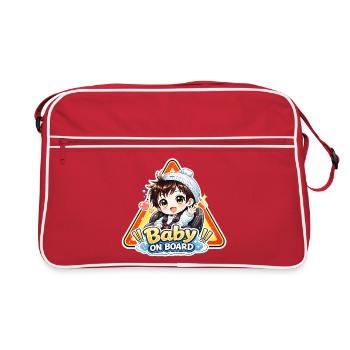 Baby On Board Cartoon Sign - Retro Tasche - Rot/Weiß - Vorne